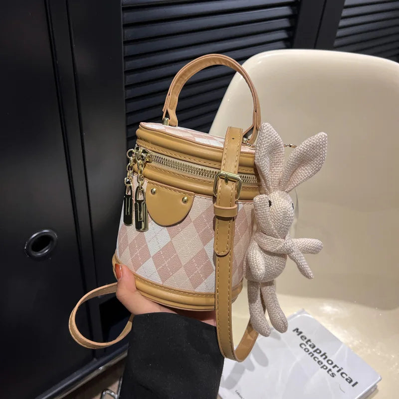 Plaid Bucket Shoulder Bag