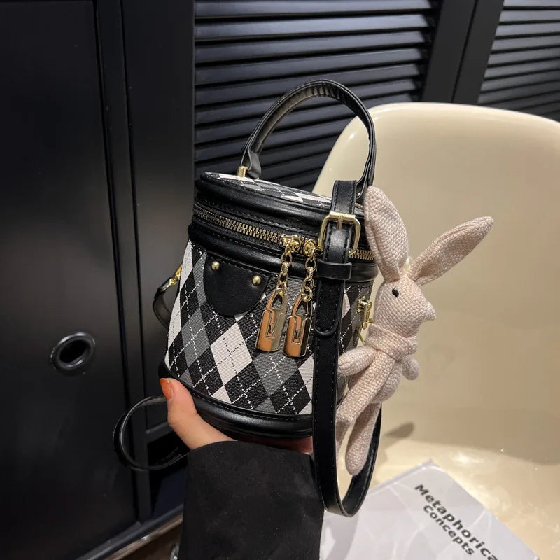 Plaid Bucket Shoulder Bag