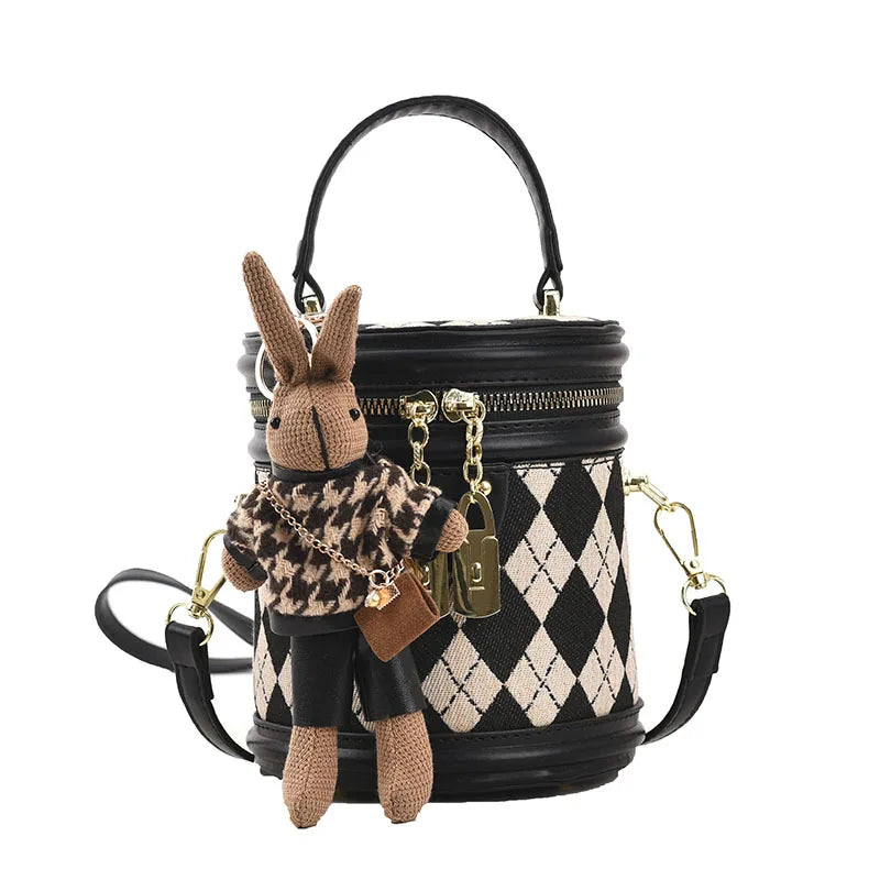 Plaid Bucket Shoulder Bag